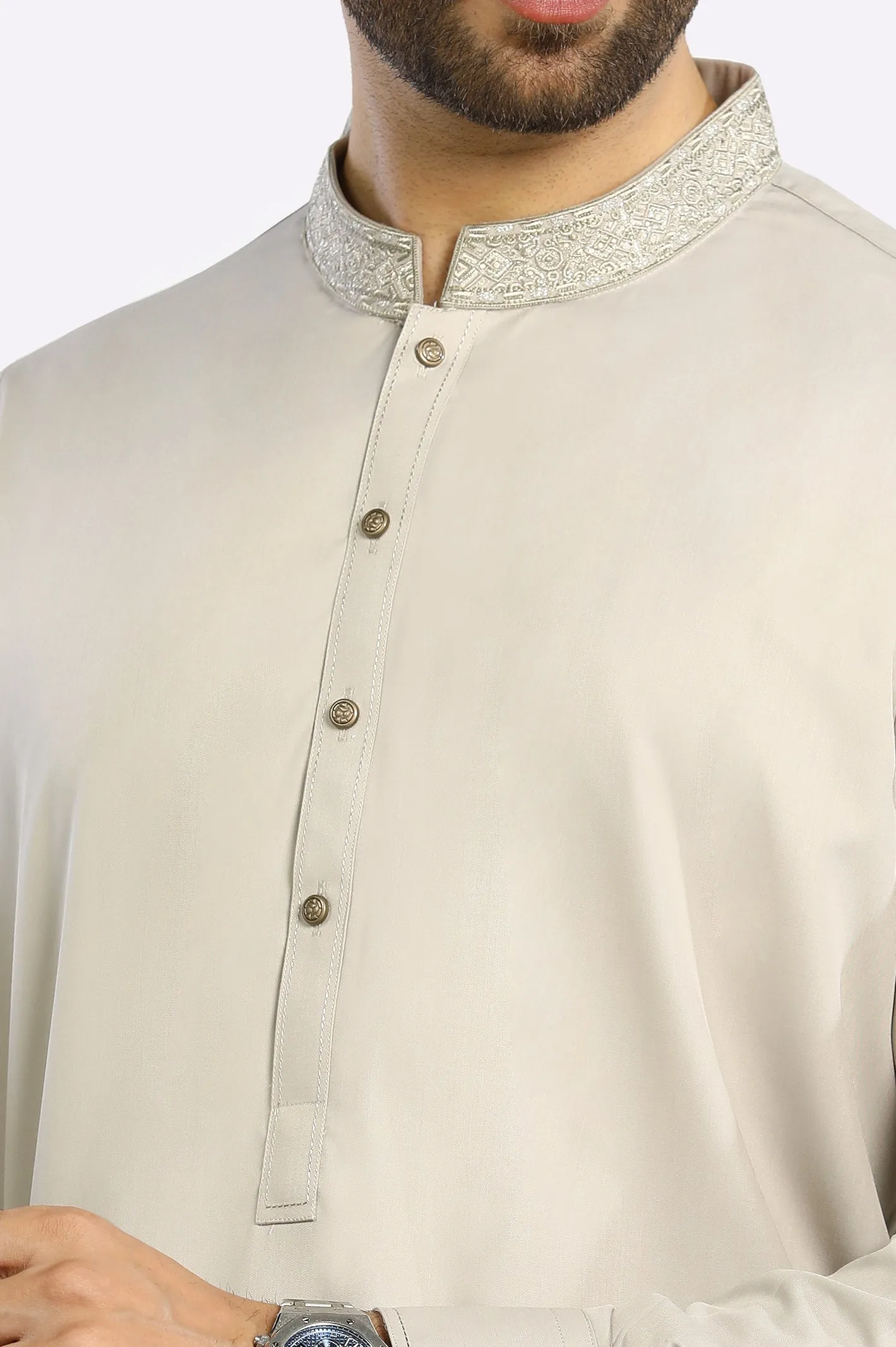 Beige Rayon Blend Shalwar Kameez