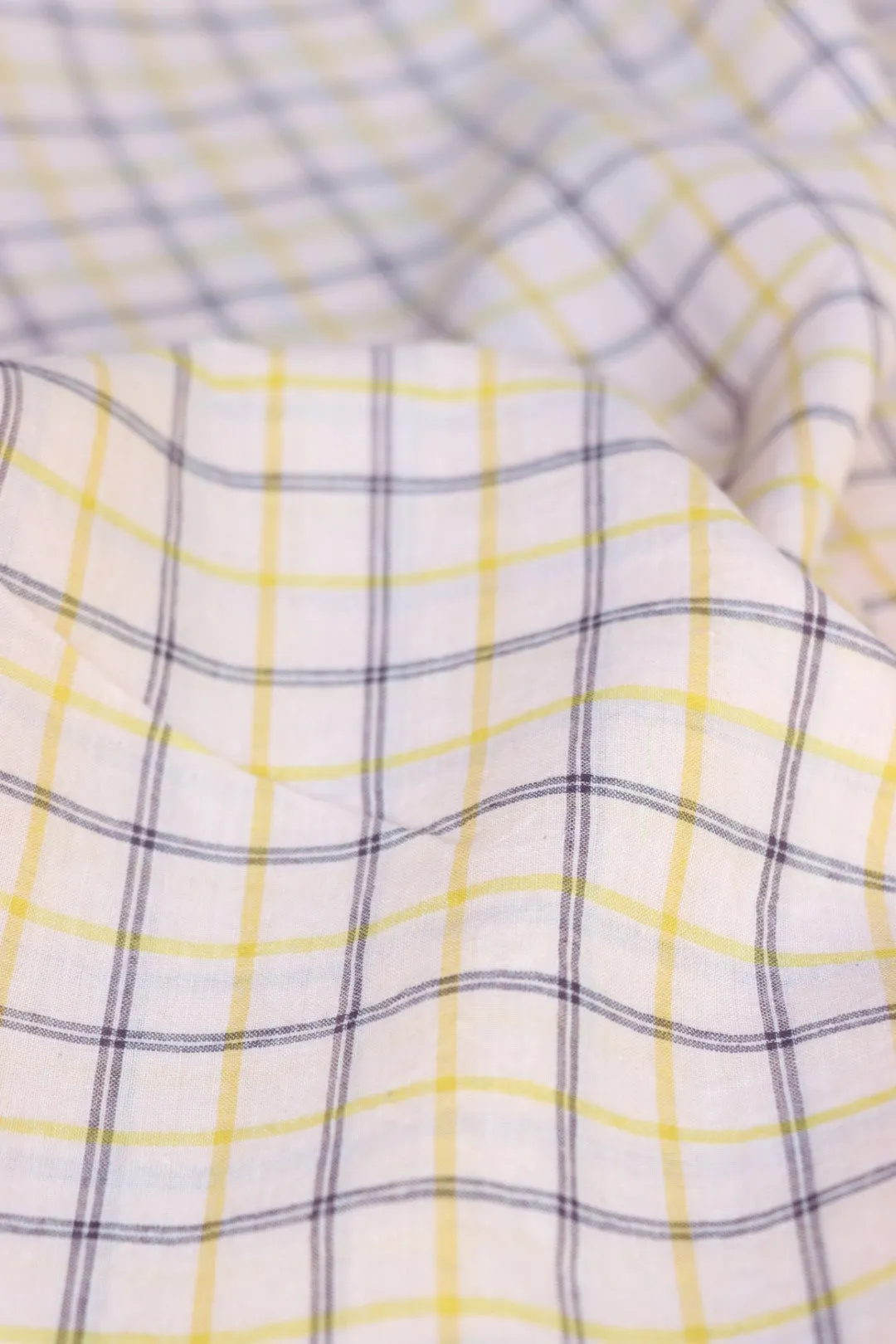 Beige/Yellow/Plum Plaid Handwoven Cotton