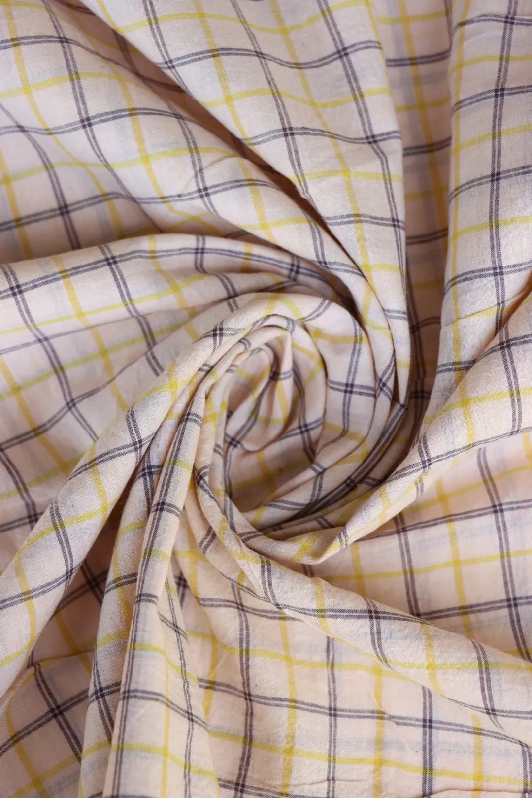 Beige/Yellow/Plum Plaid Handwoven Cotton