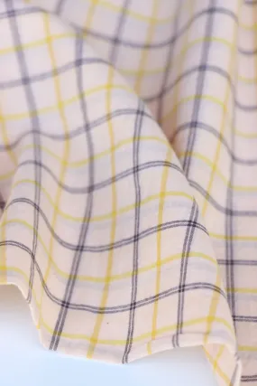 Beige/Yellow/Plum Plaid Handwoven Cotton