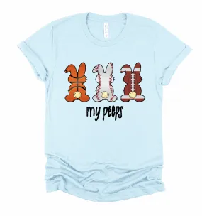 Bella or Comfort Colors Sports My Peeps Bunny Tee/ Easter Bunny Shirt