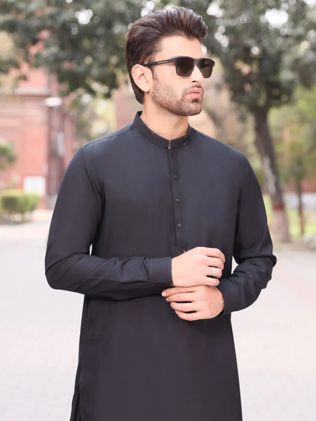 Black Blended Kameez Shalwar - AL-KS-2545