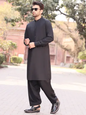 Black Blended Kameez Shalwar - AL-KS-2545