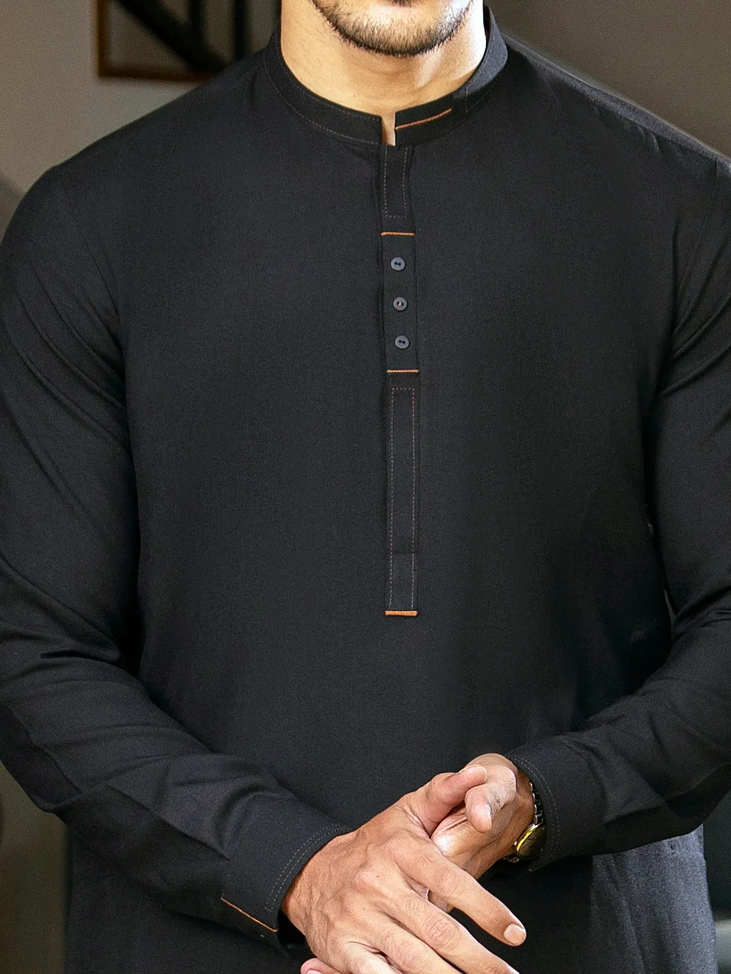 Black Blended Kameez Shalwar - AL-KS-2701