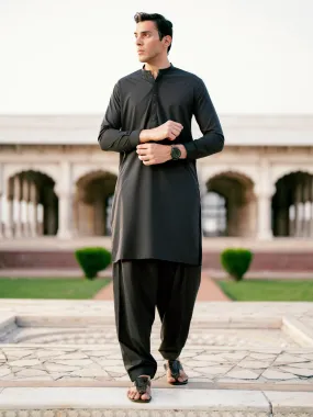 Black Blended Kameez Shalwar - AL-KS-3083