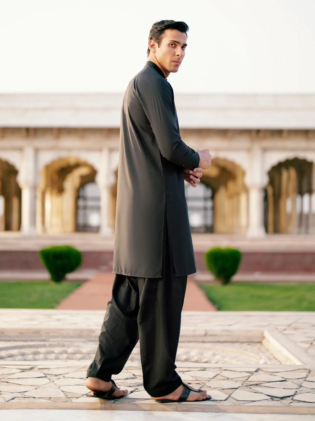 Black Blended Kameez Shalwar - AL-KS-3083