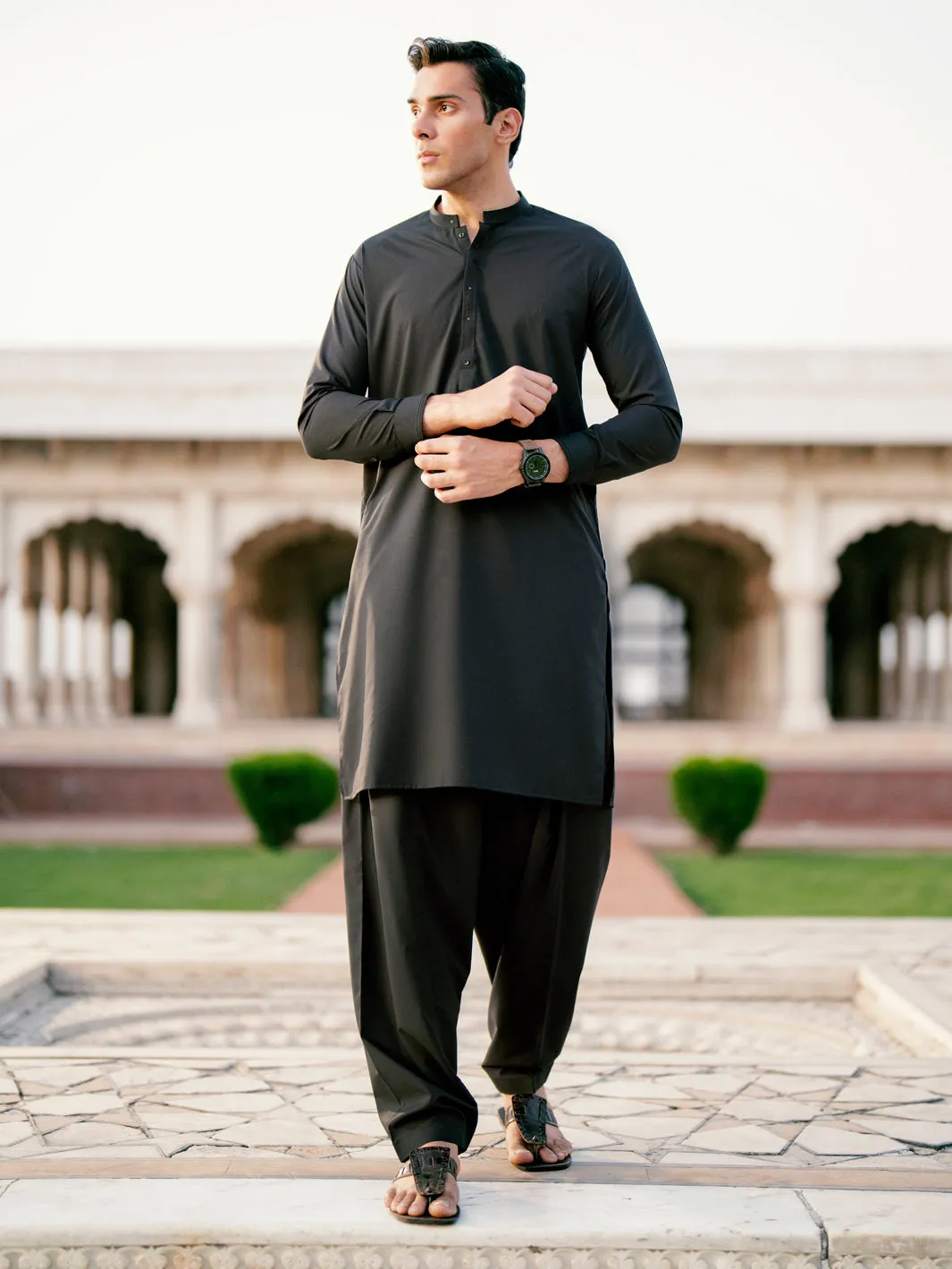 Black Blended Kameez Shalwar - AL-KS-3083