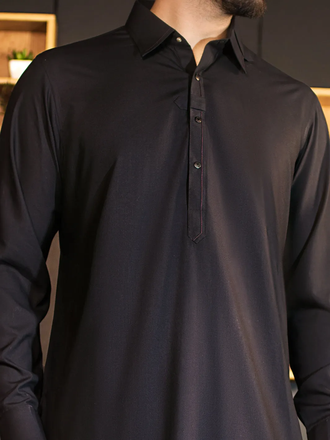 Black Blended Kameez Shalwar - ALWA-KS-128