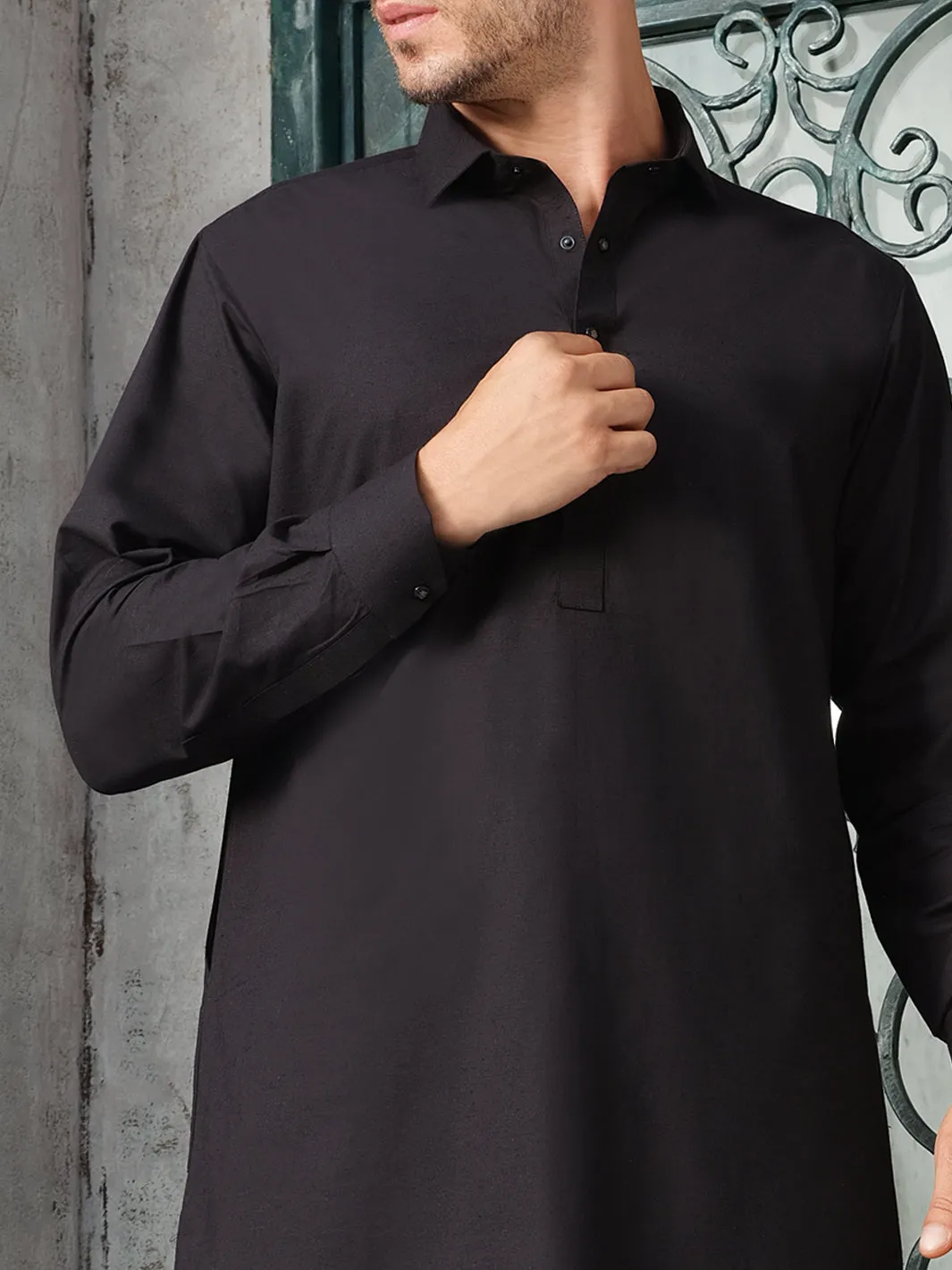 Black Blended Kameez Shalwar - ALWA-KS-187