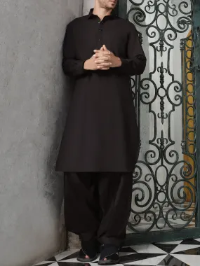 Black Blended Kameez Shalwar - ALWA-KS-187