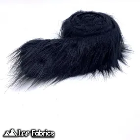 Black Shaggy Mohair Strips Ribbon Faux Fur Fabric Pre Cut Roll