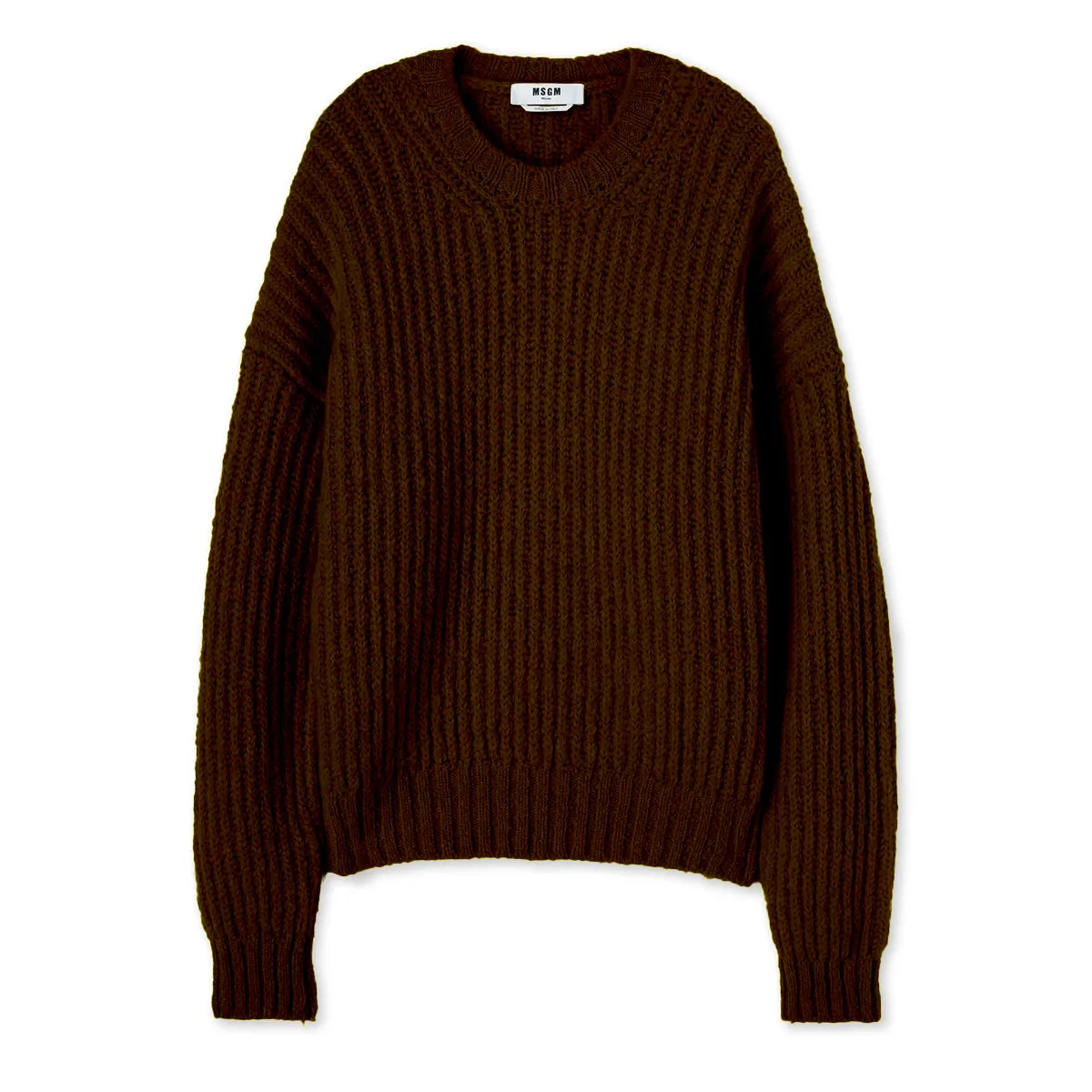 Blended wool crewneck sweater "Warm Winter" Brown