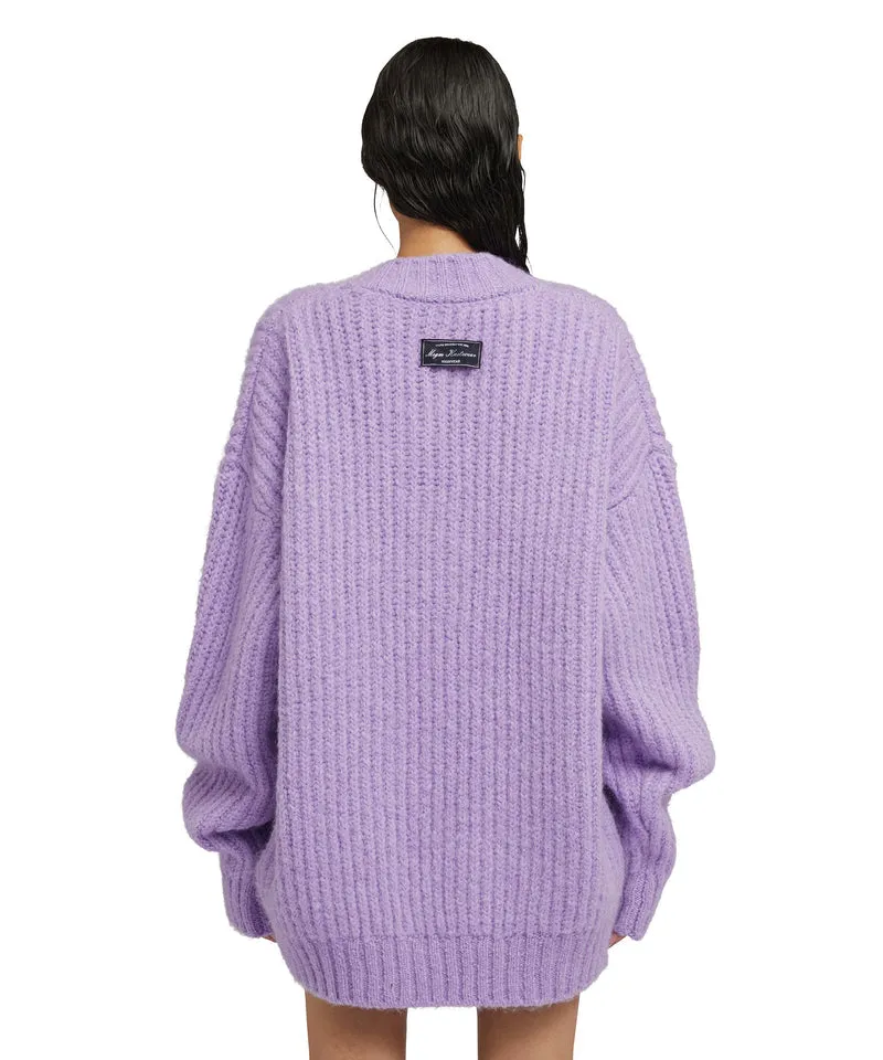 Blended wool v-neck sweater "Warm Winter" Lilac