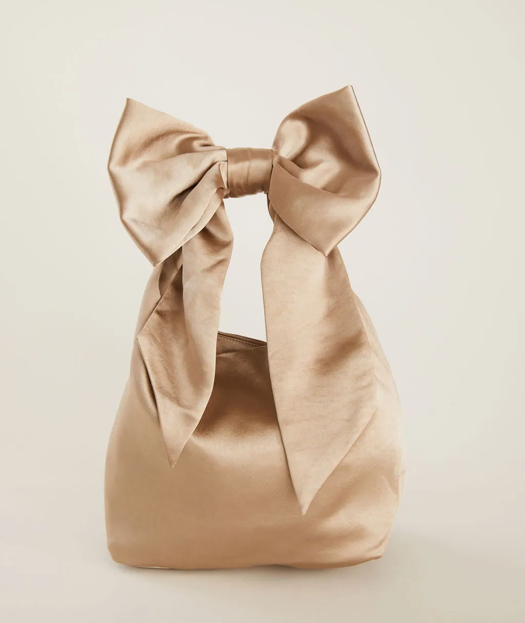 Bow Detail Satin Pouch Bag