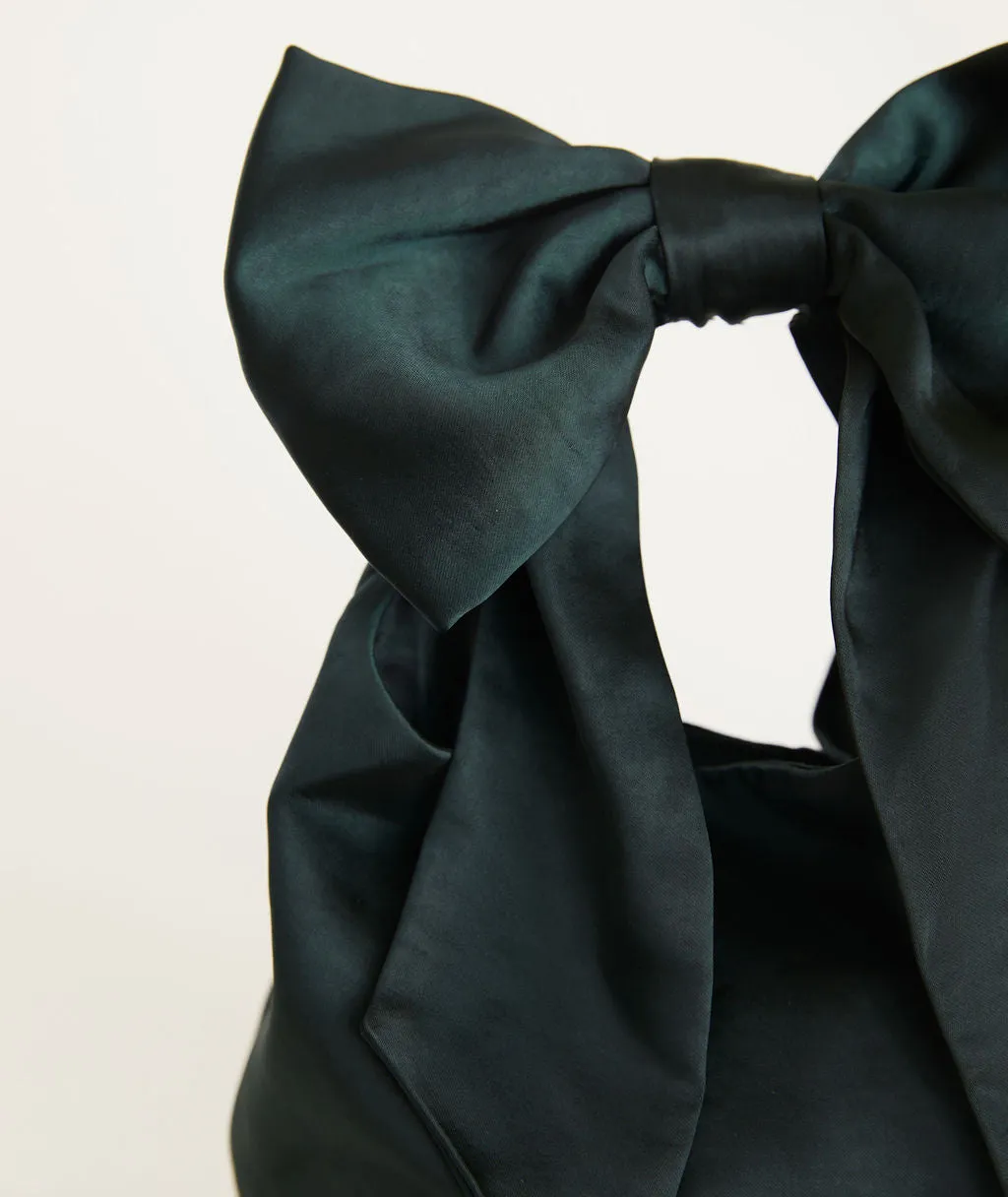 Bow Detail Satin Pouch Bag