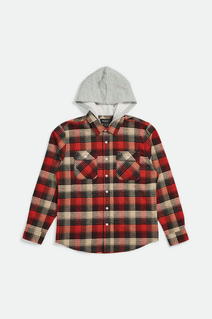 Bowery Hood L/S Flannel - Red/Black Combo