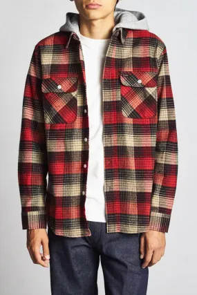 Bowery Hood L/S Flannel - Red/Black Combo