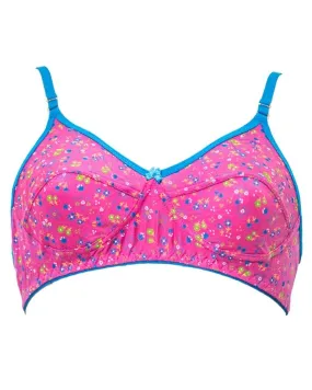 Branded Printed BBG-2004 Comfortable - Non Padded , Non Wired Bra HotPink - Blue Bell Girl