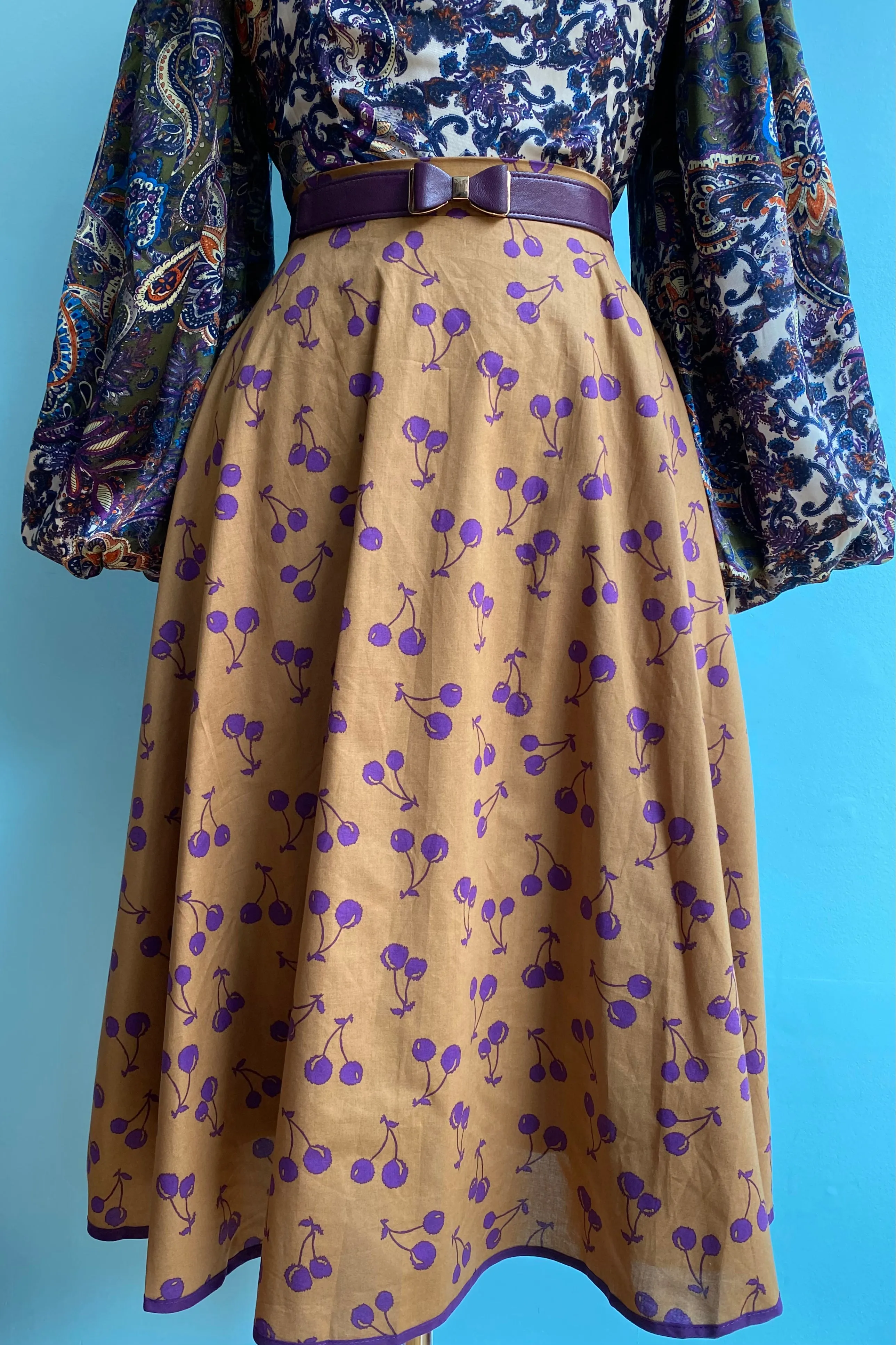 Bronze and Purple Cherry Full Skirt by Tulip B.