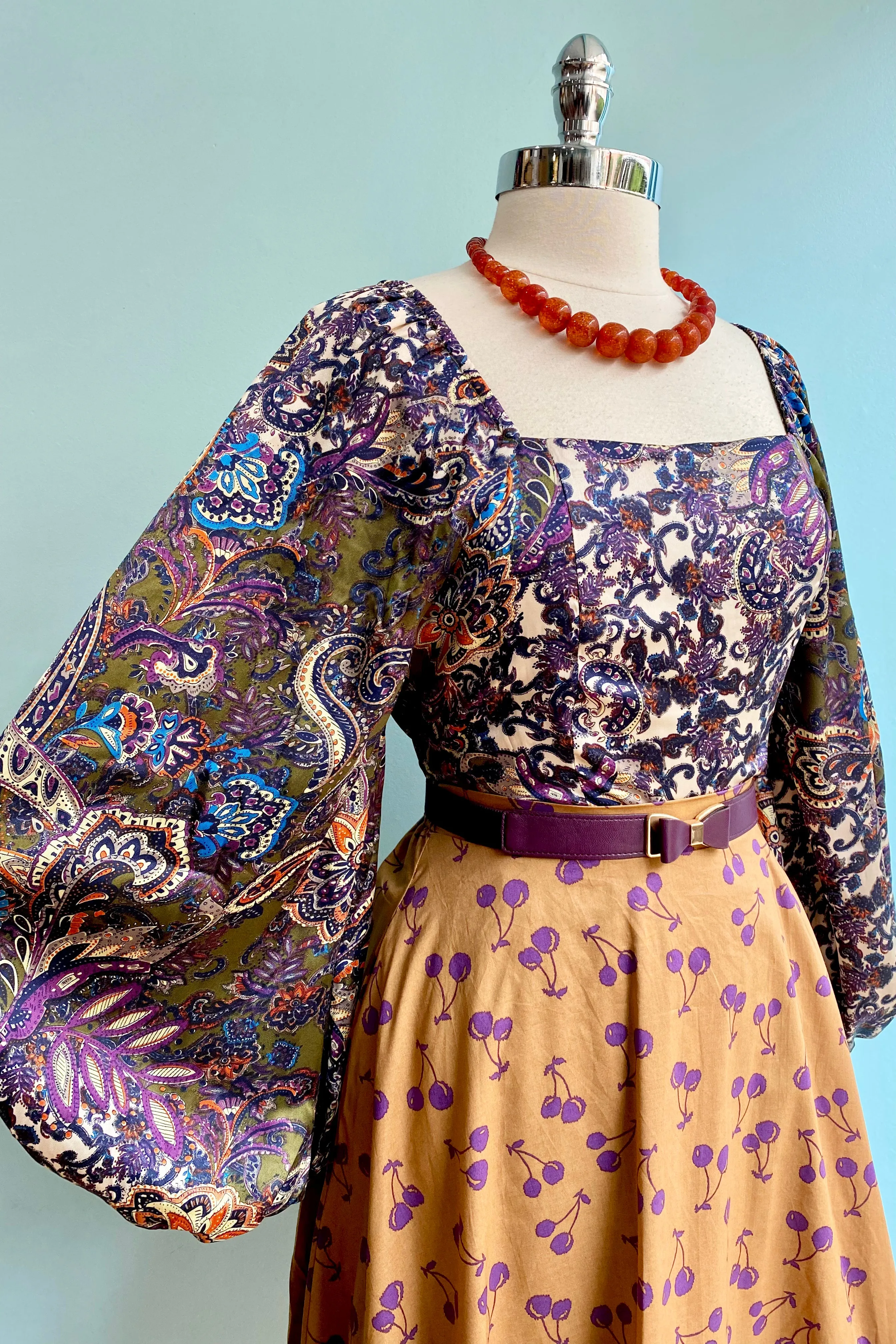 Bronze and Purple Cherry Full Skirt by Tulip B.