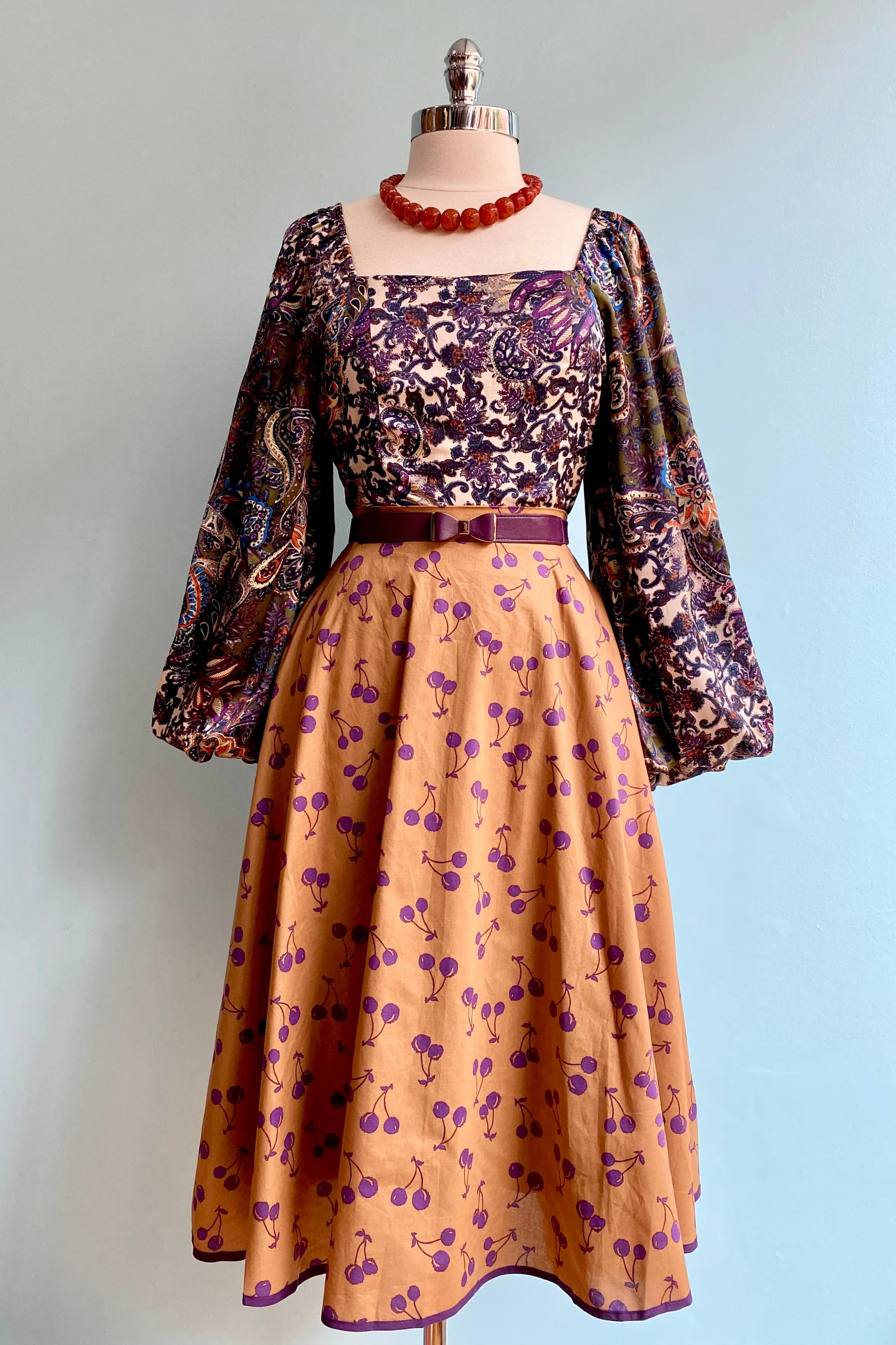 Bronze and Purple Cherry Full Skirt by Tulip B.