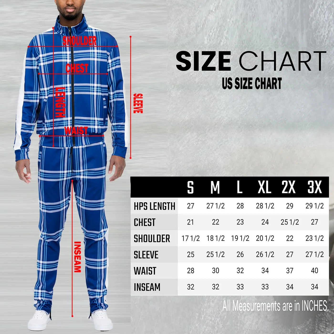 Brown Plaid Track Jacket and Pant Set Mens