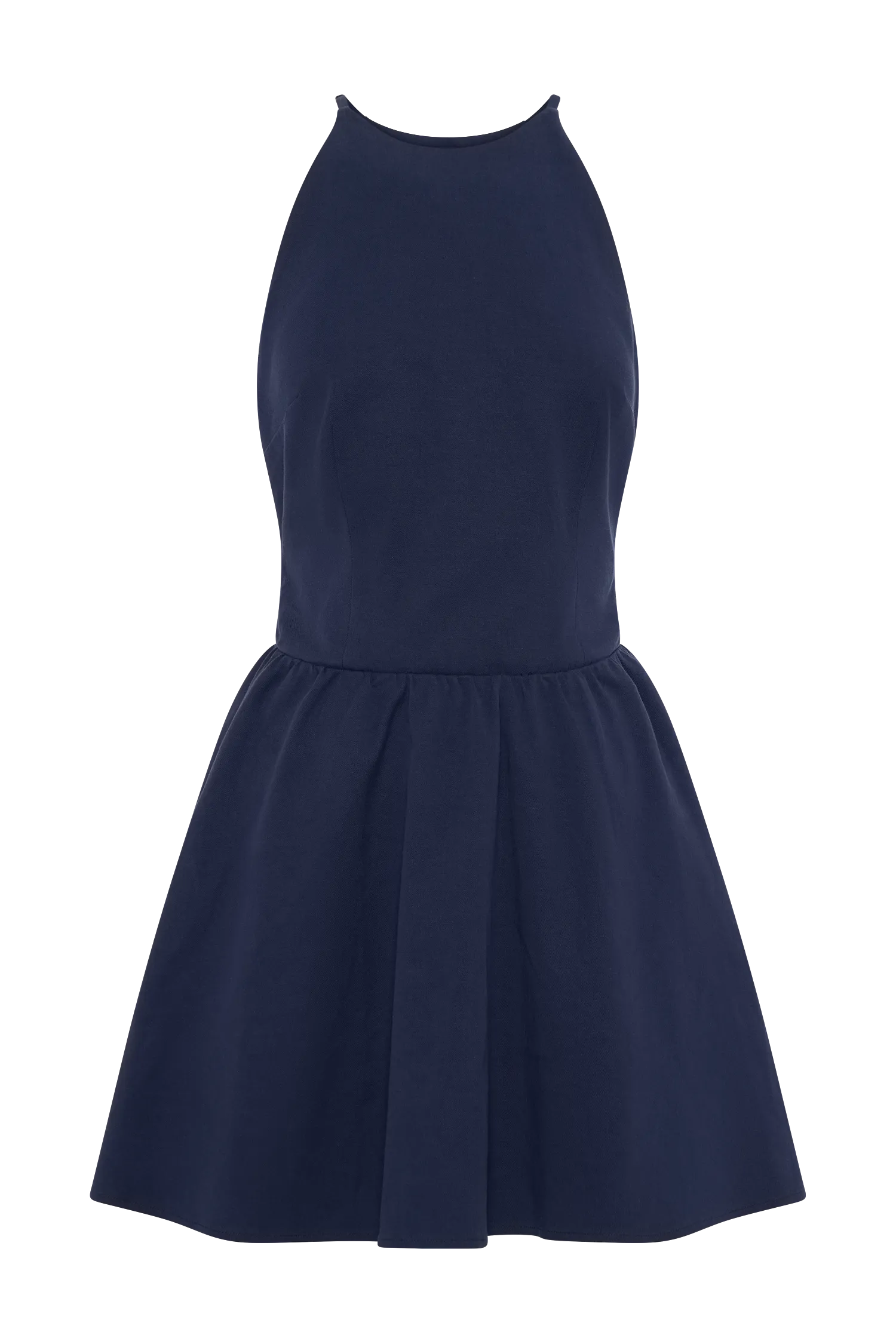 Carolina Cotton Halter Mini Dress - Navy