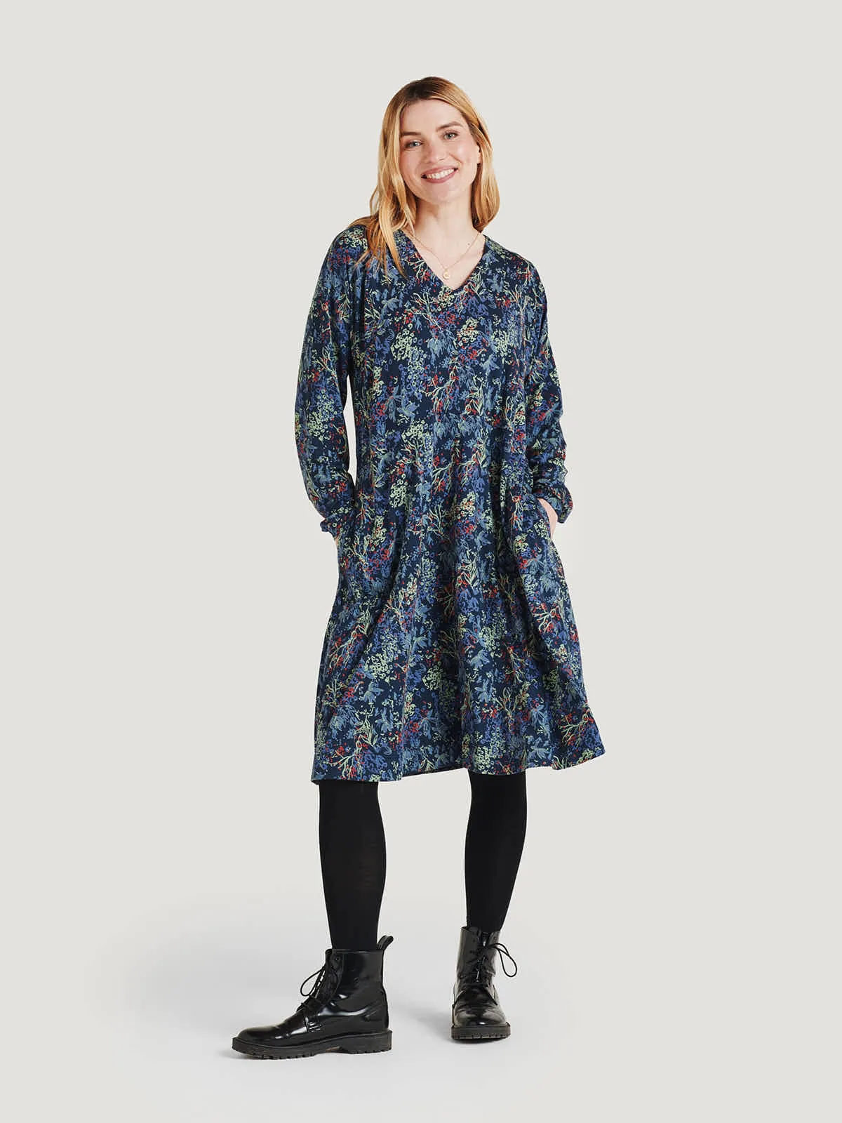 Cassia Tencel™ Printed Shirt Dress - Navy