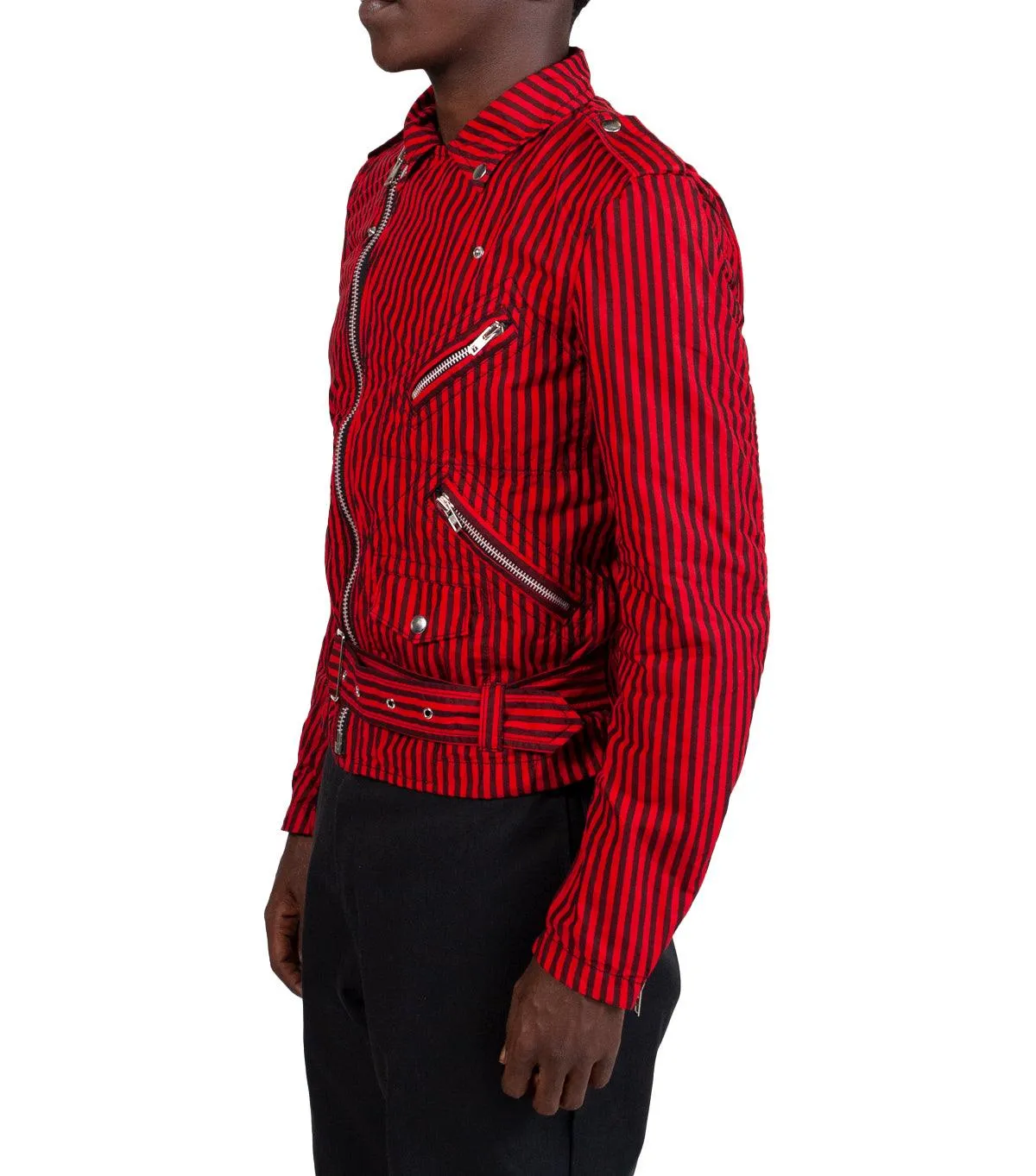 CdG SHIRT Striped Woven Jacket Red