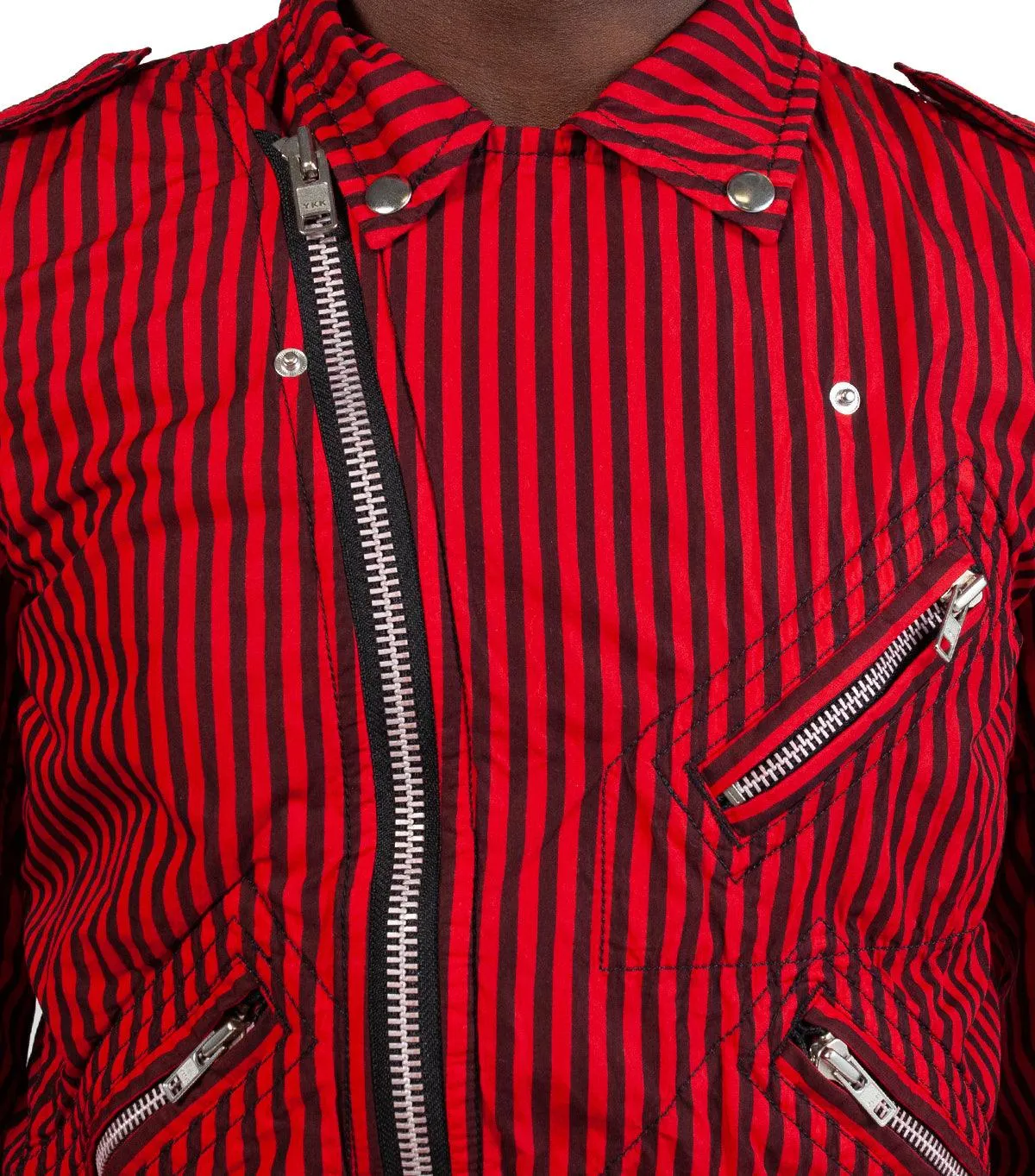 CdG SHIRT Striped Woven Jacket Red