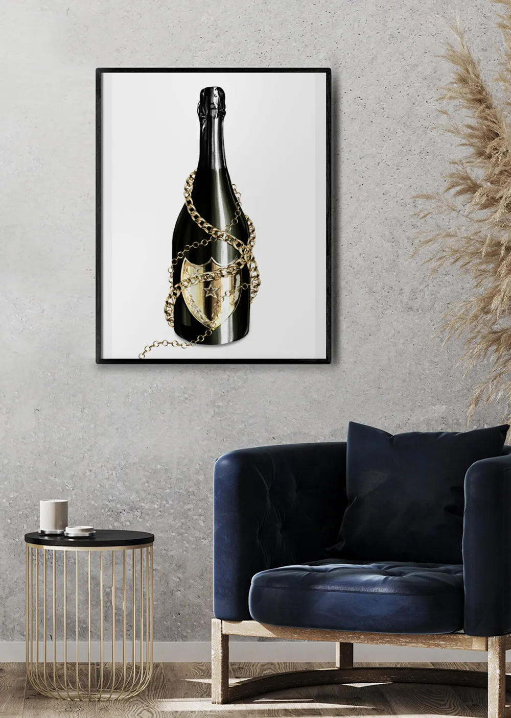 Champagne Bottle Wall Art Print 'Baroque Bottle VI'