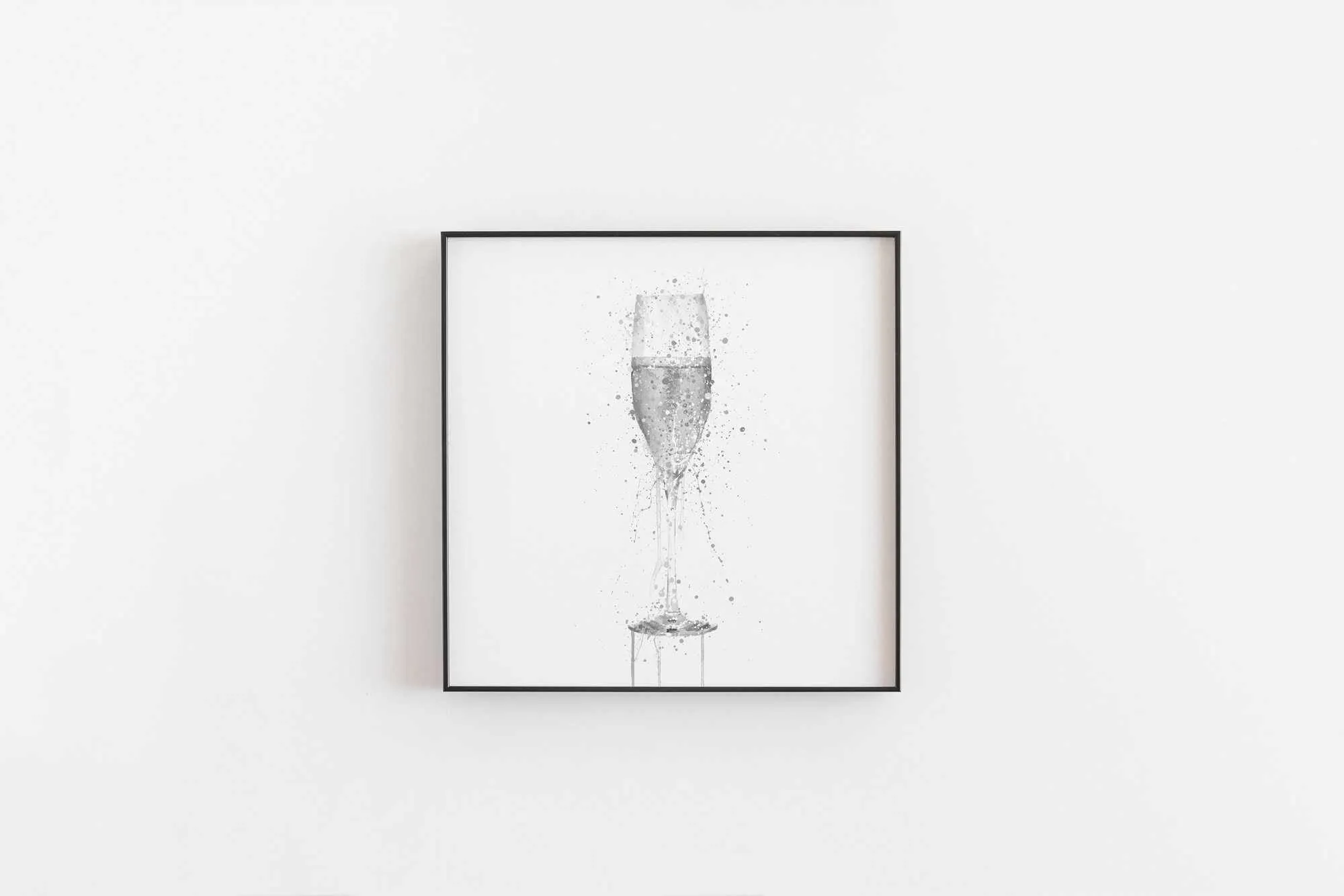 Champagne Flute Wall Art Print (Grey Edition)