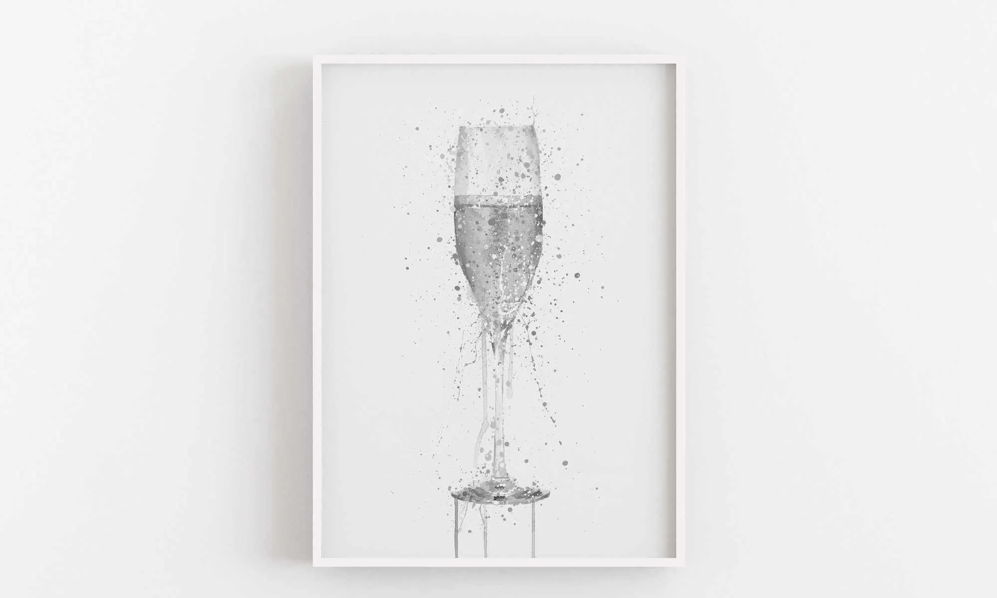 Champagne Flute Wall Art Print (Grey Edition)