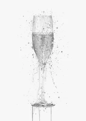 Champagne Flute Wall Art Print (Grey Edition)