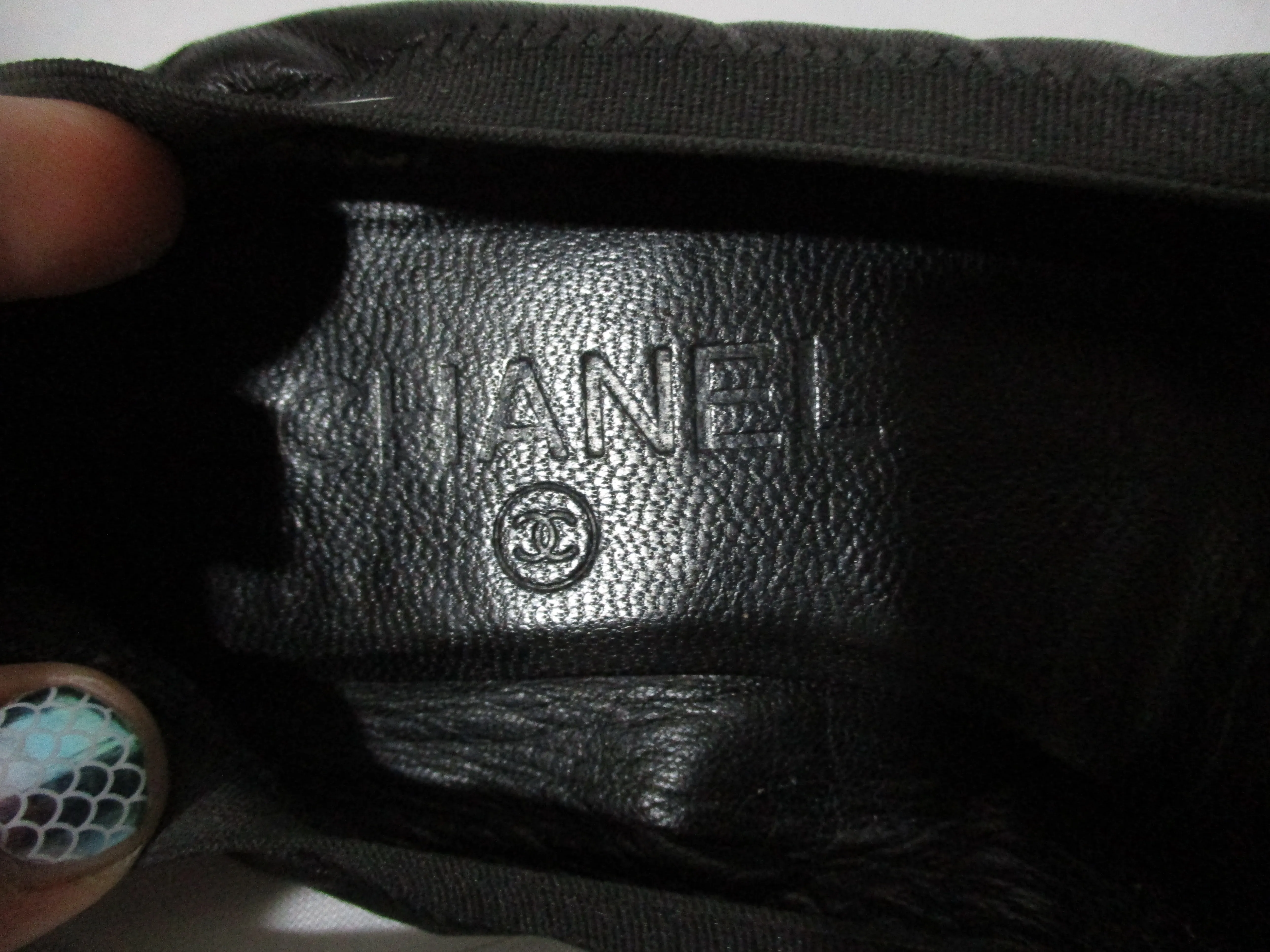 CHANEL Leather Classic Ballet Flat Shoe 36.5 Slipper BLACK Cap Toe