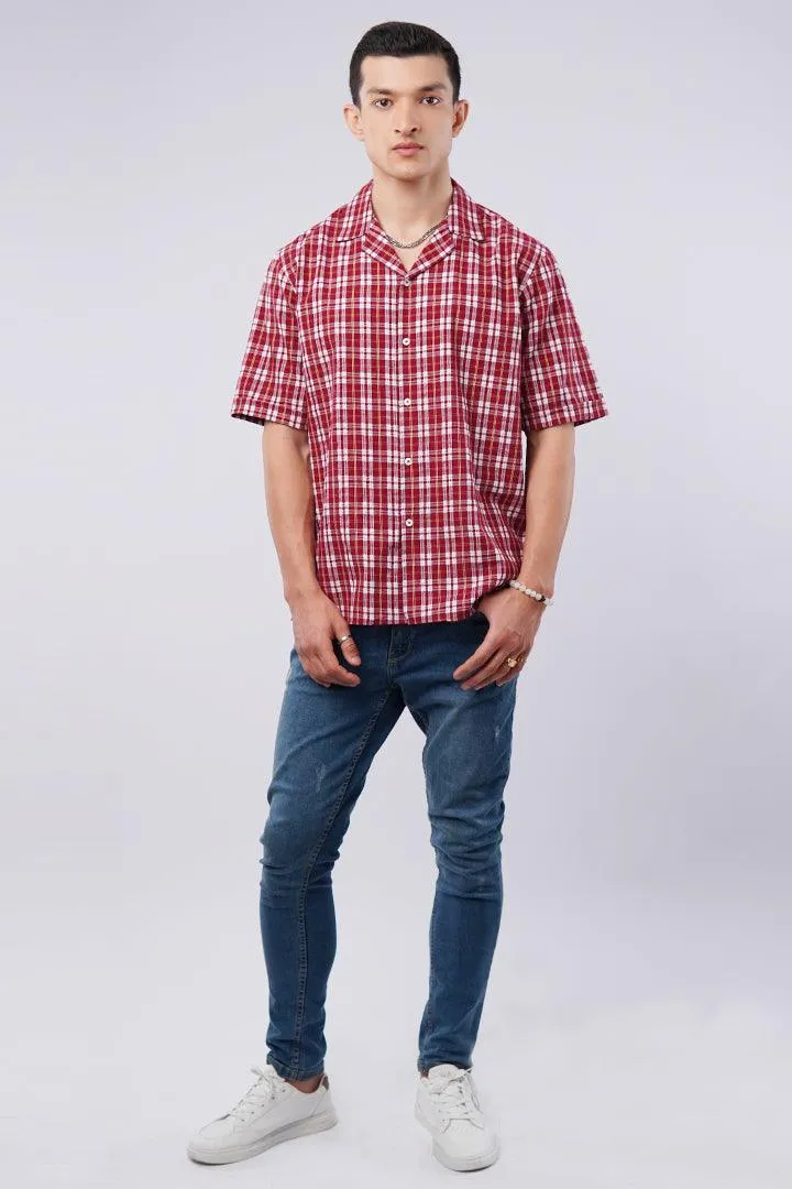 Check Cuban Shirt - Red & White