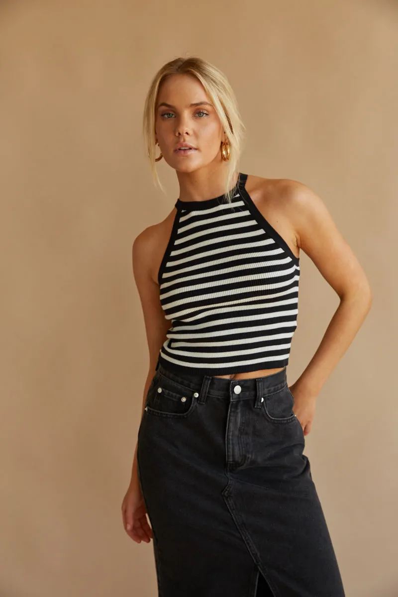 Cheyenne Striped Halter Tank Top