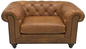 Classic Tufted Leather Chair and a Half