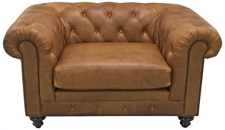 Classic Tufted Leather Chair and a Half