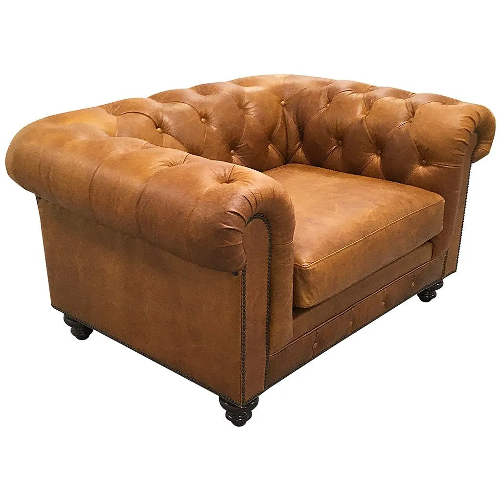 Classic Tufted Leather Chair and a Half