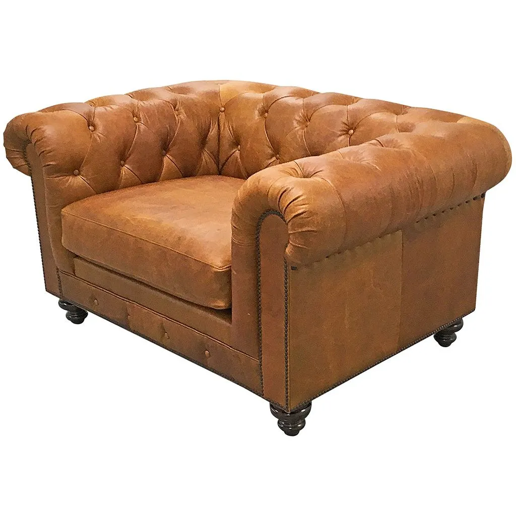 Classic Tufted Leather Chair and a Half