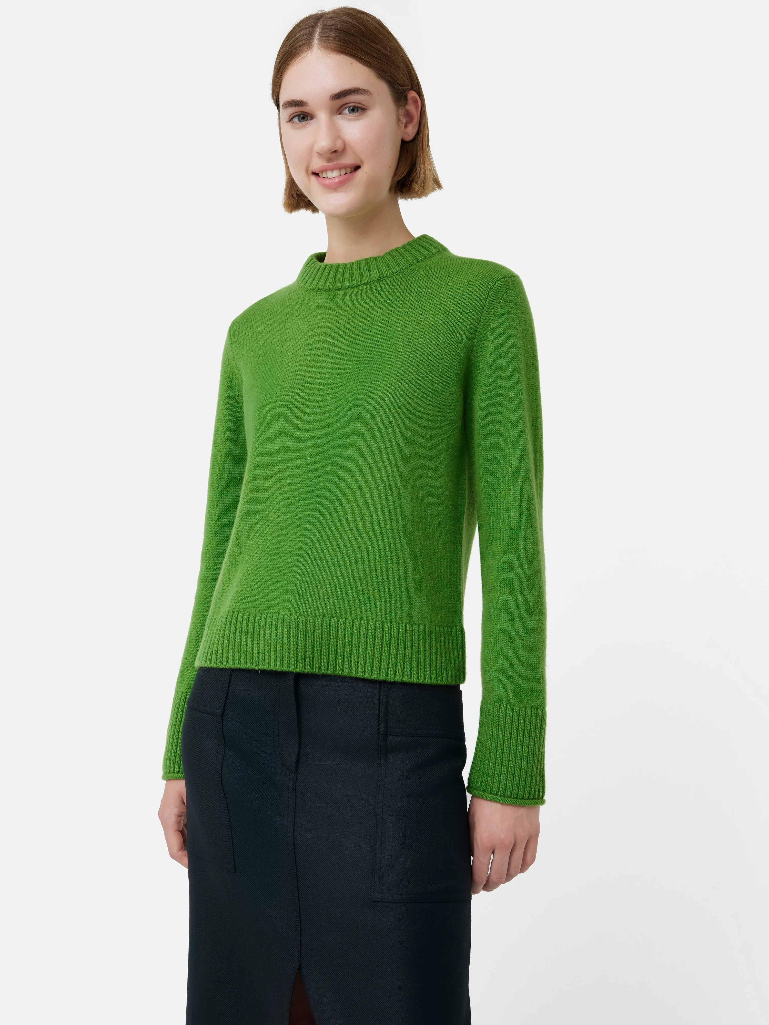 Compact Wool Cashmere Blend Jumper | Green