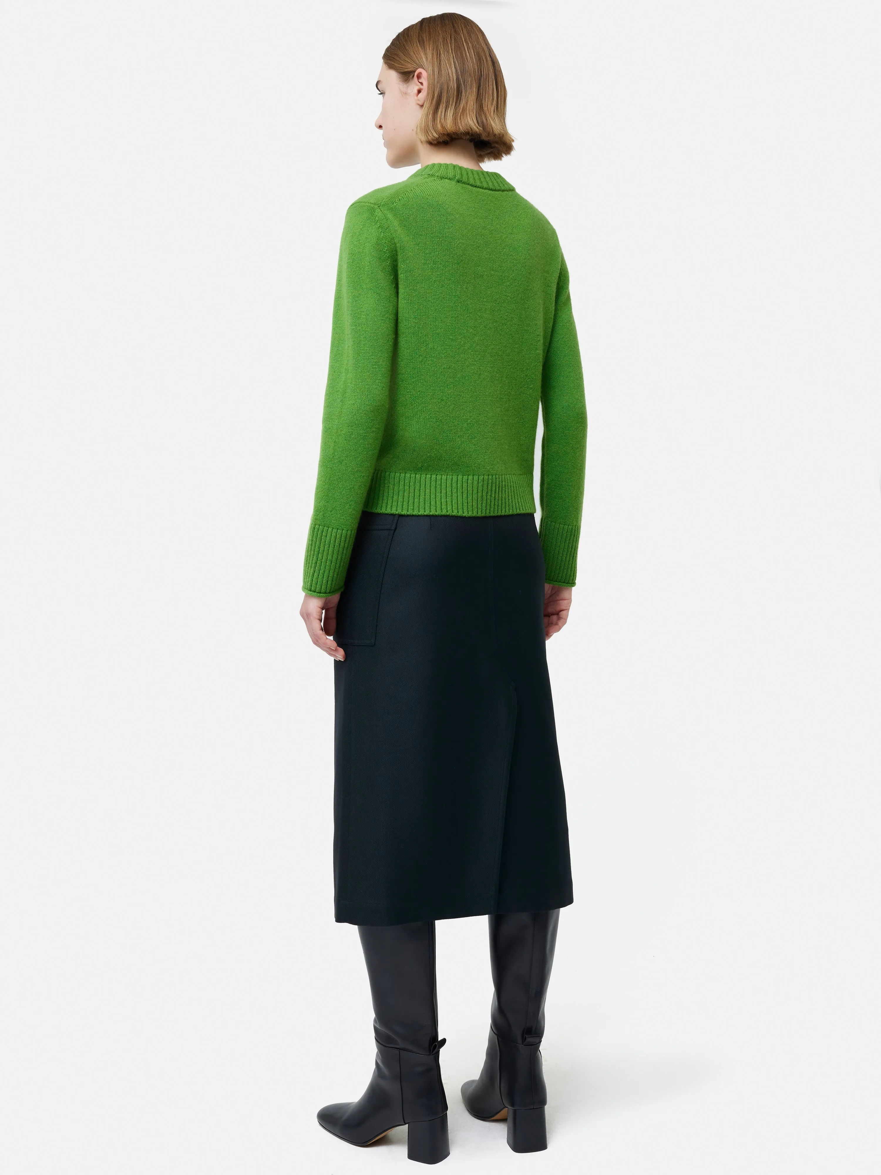 Compact Wool Cashmere Blend Jumper | Green