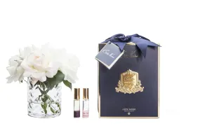 COTE NOIRE - HERRINGBONE FLOWER - BLUSH & WHITE ROSES - CLEAR