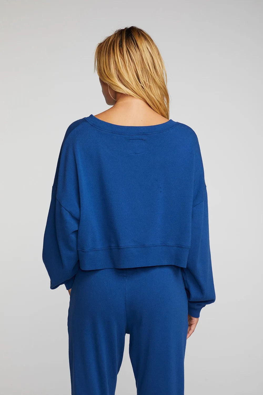 Cotton Fleece Crewneck Pullover with Rib