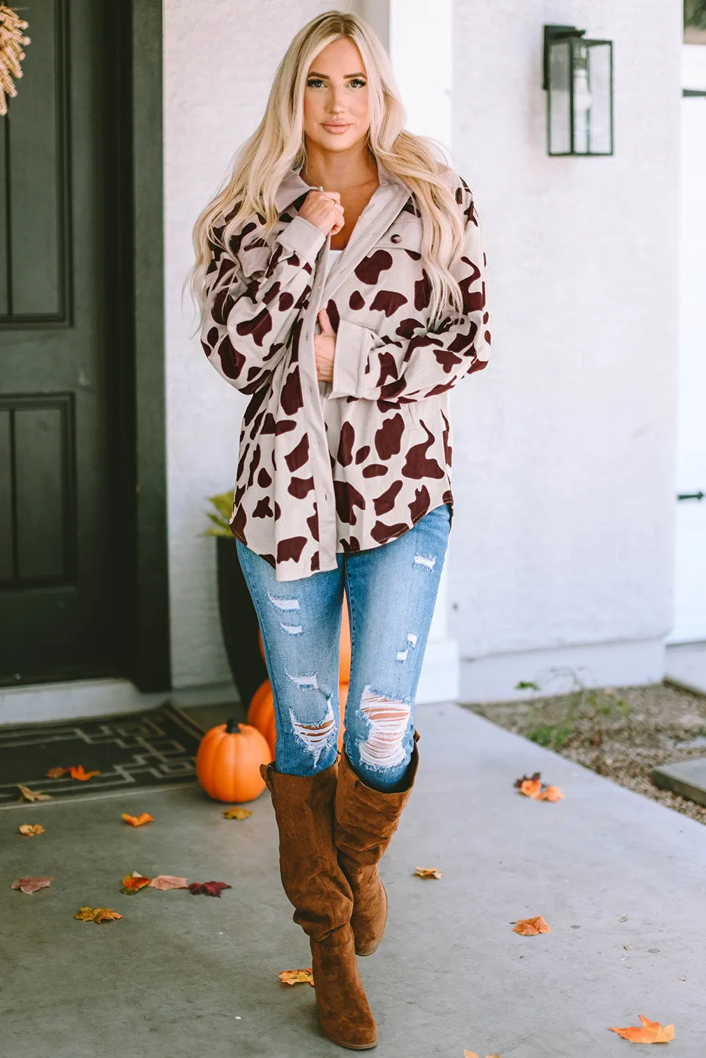 Cow Print light weight oversized jacket