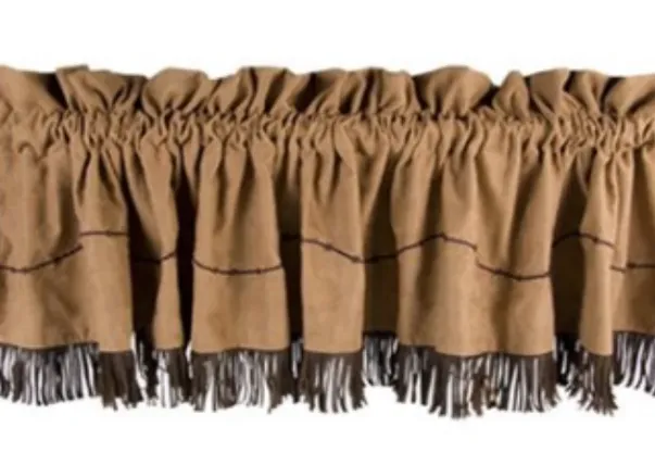 Cowgirl Kim Barb Wire Tan Faux Suede Valance