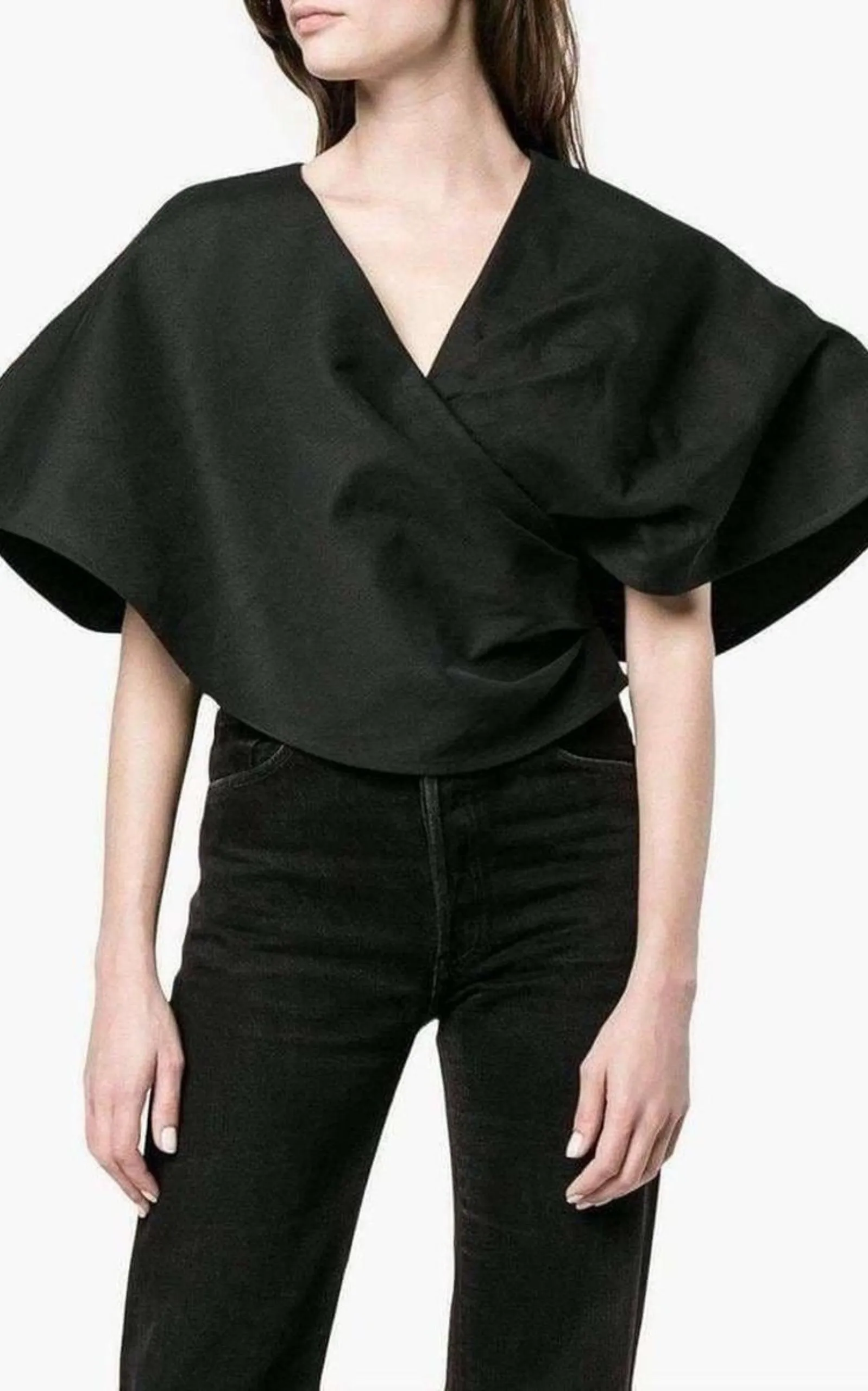 Cropped Bolero Wrap Blouse