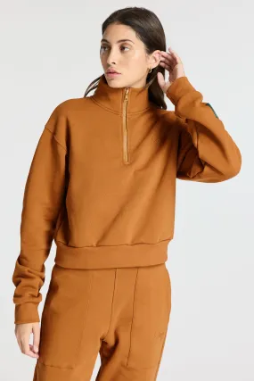 Cropped Quarterzip - Camel