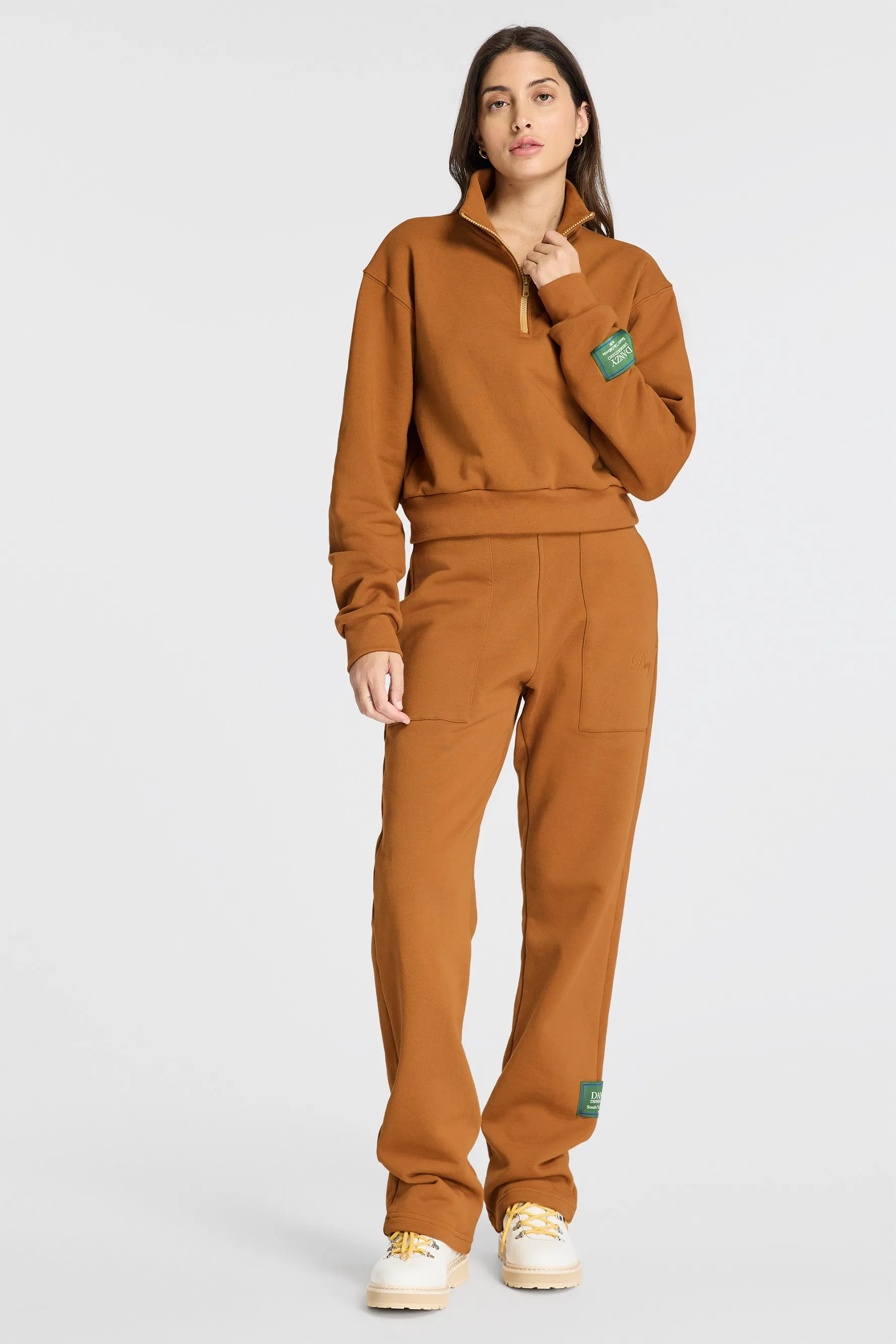 Cropped Quarterzip - Camel